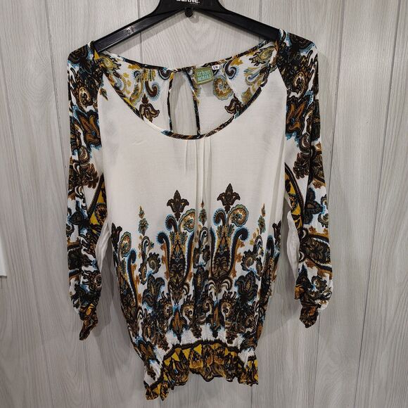 Urban Nomad Long Sleeve Keyhole Back Women's Blouse Sheer S/M - Picture 1 of 8
